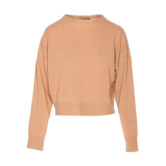 Twinset Beige Crew Neck Sweaters Wol-Kasjmier Mix - Dames - Ronde hals truien - Beige - S - Wol - Truien & Vesten
