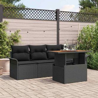 vidaXL Conjunto De Sof&aacute; De Jard&iacute;n 5 Pcs Negro 100 X 55 X 73 Cm Vidaxl