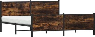vidaXL Vidaxl - Estructura De Cama Sin Colch&oacute;n Metal Roble Ahumado 200x200 Cm