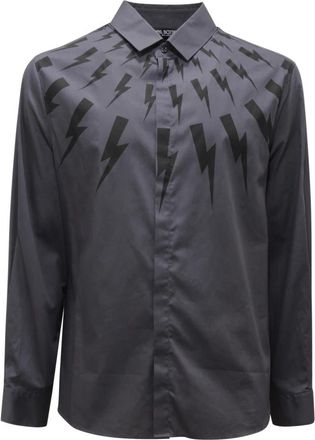 Neil Barrett Losse Shirt Made in Italy - Heren - Casual Overhemden - Grijs - M - Overhemden
