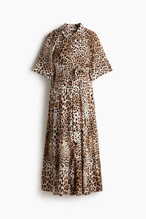 H&M Mama Before & After Shirt Dress in Light Beige/leopard Print at Nordstrom, Size Xx-Large