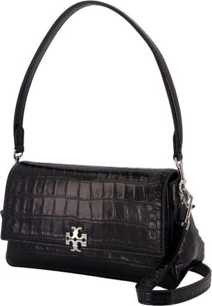 Tory Burch Womens Charlie Small Shoulder Bag - Tory Burch Leather Black Calfskin Shoulder-Hobo-Bags