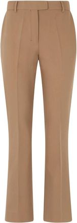 Max Mara Uitlopende broek van een mix van katoen- viscose en polyester - Dames - Wijde Broeken - Bruin - 2XS - Katoen - Broeken