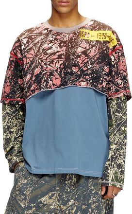 Diesel T-Besh Camouflage Overlay Long Sleeve T-Shirt in Pink at Nordstrom, Size Xxx-Large