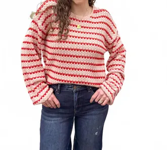 Hem & Thread Heart Knit Sweater In Pink