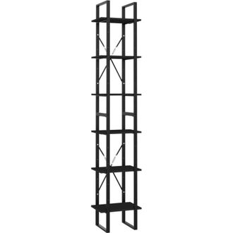vidaXL vidaXL Libreria a 6 Ripiani Nera 40x30x210 cm in Legno Multistrato