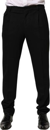Dolce & Gabbana Suit Trousers, male, Black, Size: M Wool Skinny Dress Trouser