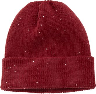 Lascana Strickm&uuml;tze LASCANA, Damen, blau (rot), Kunstfaser, leicht gl&auml;nzend, unifarben, M&uuml;tzen Strickm&uuml;tze, Beanie, Winterm&uuml;tze, Wollm&uuml;tze, M&uuml;tze mit Umschlag