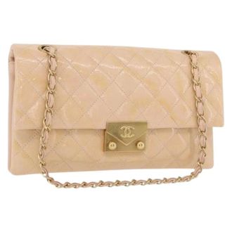 Chanel Pre-owned Shoulder Bags, female, Beige, Size: ONE SIZE Pre-owned Vintage Patent Leather Shoulder Bag