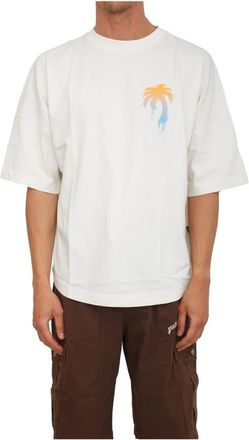 Palm Angels T-Shirt - Heren - T-shirts - Wit - L - Katoen - Tops