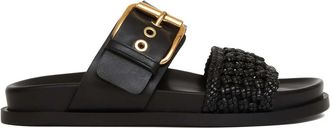 AGL Ciabatta Nappa Doppia Fascia - Dames - Sandalen - Zwart - 41 EU - Leer - Schoenen