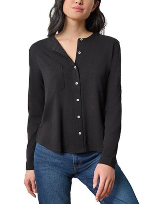 Lilla P Mandarin Collar Button Down Shirt