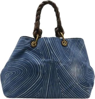 Bottega Veneta Pre-owned Handbags, female, Blue, Size: ONE SIZE Pre-owned Canvas Shoulder Bag