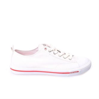 Diesel Heren S-Athos Canvas sportschoenen met streepdetail (Wit)