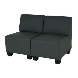 Hhg Hhg - Nunca Usado] Sof&aacute; Modular 2 Plazas Lyon, Polipiel, Gris Oscuro, Sin Reposabrazos