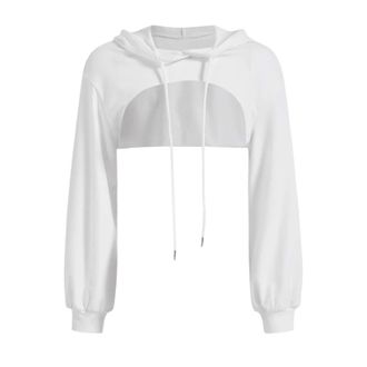 Generic Ladies Tops Crop Tops for Women Short Pullover Hoody Long Sleeve Sweatshirts Solid Color Casual Hoodie Top Womens Bolero Shrugs Fashion New Hooded Pon