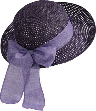 Generic Straw Sun Hat for Women Foldable Wide Rim Cute Floral Summer Beach Cap for Vacation Holiday Fisherman Hat Travel Cap (UK, Alpha, One Size, C-693 Purpl