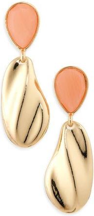 Nordstrom Rack Semiprecious Stone Molten Teardrop Earrings in Coral- Gold at Nordstrom Rack