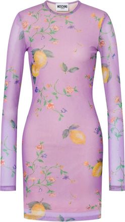 Moschino floral-print long-sleeve mini dress - Purple