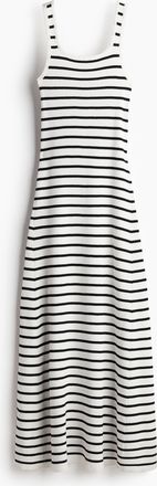 H&M Ausgestelltes Kleid in Rippenstrick - White
