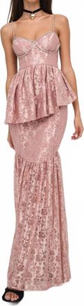 For Love & Lemons Shai Lace Gown In Blush