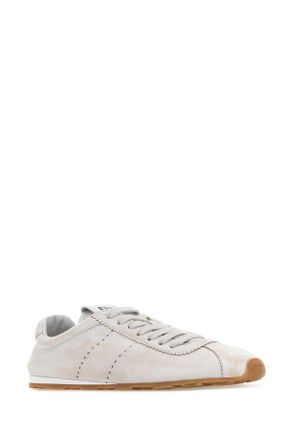 Miu Miu Womens Chalk Nappa Leather Sneakers Bianco Lambleather