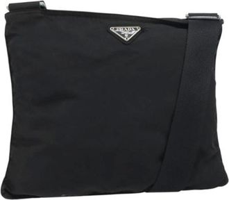 Prada Pre-owned Cross Body Bags, female, Black, Size: ONE SIZE Pre-owned Nylon Cross Body Bag