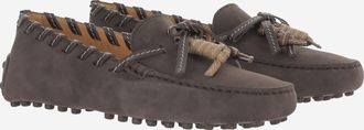 Tod's Womens Loafers Suede Leather Brown Calfskin