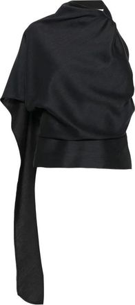 R&oacute;he Tops, Dames, Blauw, S, Wol, One-Shoulder Cape Top