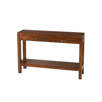 Macabane Consola rectangular con 2 cajones madera de mindi marr&oacute;n