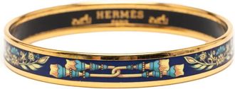 Herm&egrave;s 2010-2025 Caleche 62 smalle emaille armband met print - Blauw