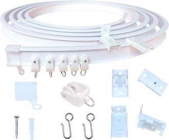 No Brand Juego De Riel Y Barra Plegables De Pl&aacute;stico Para Cortinas De Techo, Ideales Para Tabiques, Ventanales Arqueados Y Autocaravanas, Incluyendo Soportes P