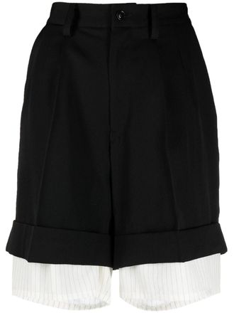 Yohji Yamamoto Gelaagde shorts - Zwart
