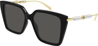 Gucci Oversized Butterfly Zonnebril - Dames - Zonnebrillen - Zwart - 54 MM - Accessoires