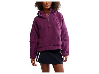 Free People Movement Wild And Free Fleece Pull Womens Jacket Black Cherry : MD (Womens 8-10), Polyester