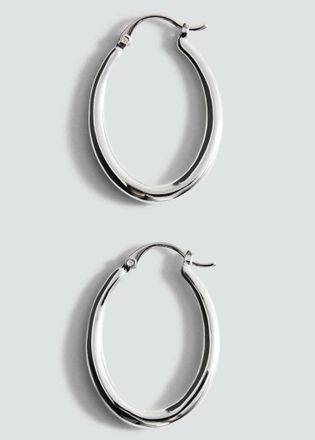 Mango Orecchini anelli ovali argento - Donna - Taglia unica - MANGO