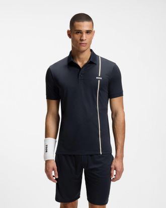 HUGO BOSS Mens TOC Short Sleeve Logo Detail Polo Shirt in Dark Grey - Size X-Large