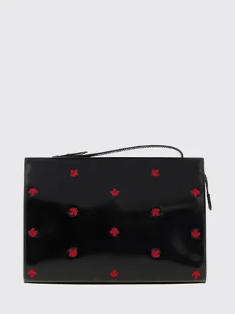 Dsquared2 Patent Leather Document Holder Pouch with Embroidered Logo