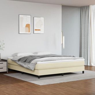 vidaXL Estructura De Cama Con Somier Cuero Sint&eacute;tico Crema 180x200 Cm Vidaxl