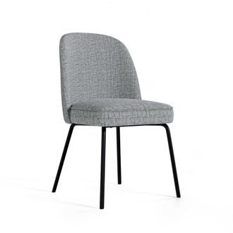Koketto Home Silla tapizada gris claro con grueso asiento y espalda curvada