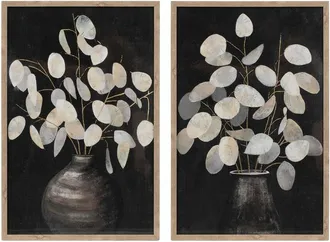 Melrose International Set Of 2 Beige Eucalyptus Print