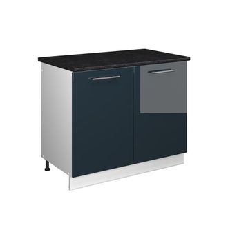 Vicco Mueble Bajo Para Fregadero Fame-line, Azul Oscuro Alto Brillo/blanco, 100 Cm, Et Antracita, Vicco