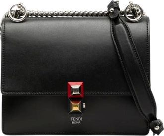 Fendi Pre-owned Shoulder Bags, female, Black, Size: ONE SIZE Pre-owned Leather Crossbody Bag