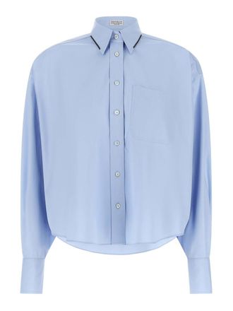 Brunello Cucinelli Light Blue Cotton Shirt