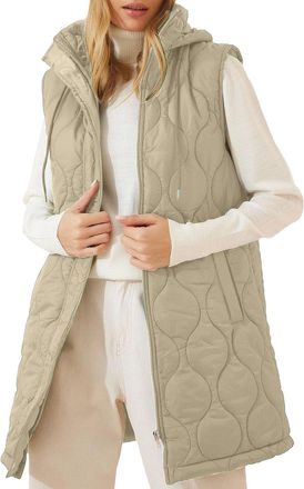 Generic YBEBEWE Womens Sweetness Fleece Gilet Transitional Quilted Waistcoat Lined for Autumn Winter Puffer Jackets Longline Warm Hoode Gilets Lightweight Coz