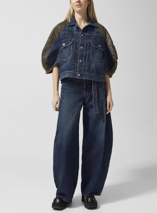 sacai Womens Belted curved wide-leg jean