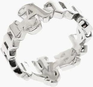 Palm Angels Silver-Effect Logo Ring size 60