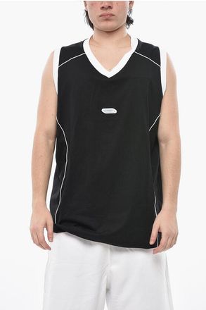 Givenchy Cotton Tank Top With Contrast Trim And V-Neck size Xxl