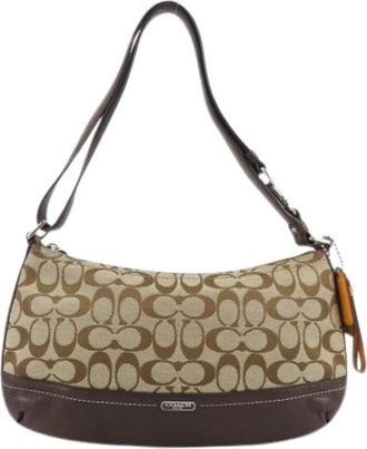 Coach Pre-owned Canvas Shoulder Bag - Dames - Vintage Schoudertas - Beige - ONE Size - Leer - Vintage
