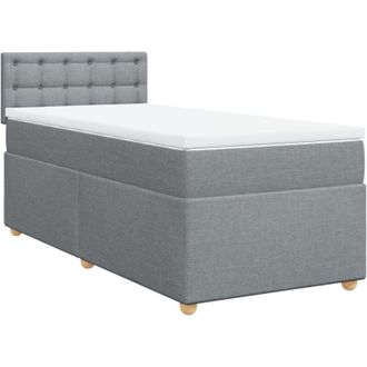 vidaXL Cama Box Spring Con Colch&oacute;n Tela Gris Claro 80x200 Cm Vidaxl